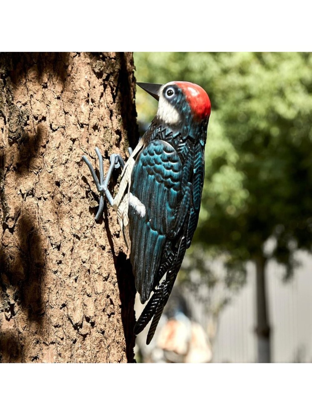 Large Realistic Metal Woodpecker Bird Figurine - Garden Art Sculpture for